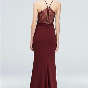 Lace Racerback Scuba Crepe Mermaid Gown